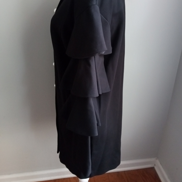 JOSEPH RIBKOFF BLACK TIERED SLEEVE PEARL BUTTON COAT SIZE 4. - Picture 13 of 13